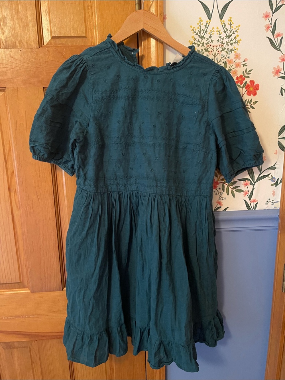 Universal Thread Deep Teal Puff Sleeve Cotton Dress
